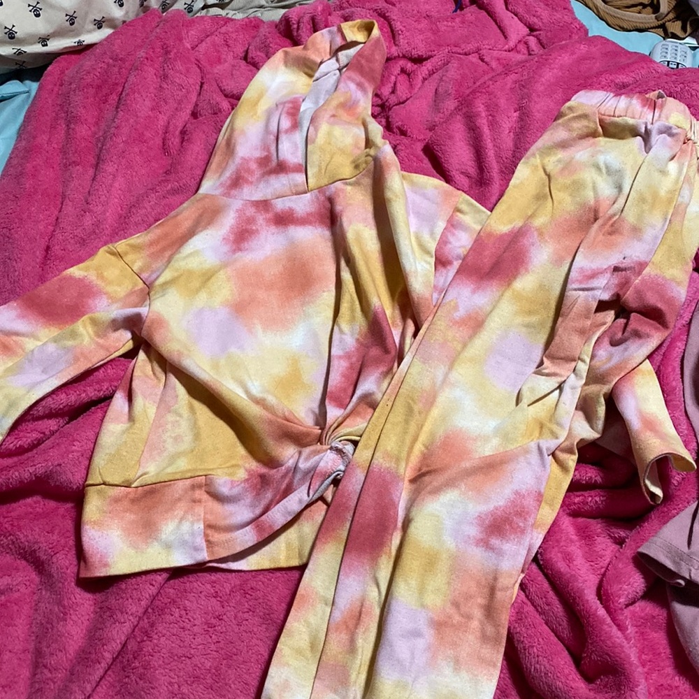 Loved Squared Girls.  Tye dye jogging set.  Top with hood and pants. Size 10